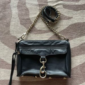 Rebecca Minkoff Black and gold Mini Mac Bag